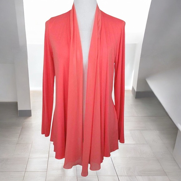 Avenue Coral Open Front Batwing Lightweight Cardigan - Picture 4 of 16
